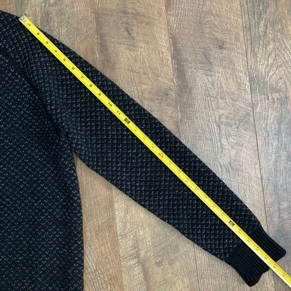 J. Crew Men’s 100% Lambswool Pullover Sweater Crewneck Black/Grey Birdseye sz L - Picture 9 of 9